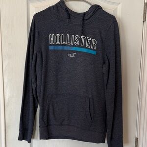 Hollister Men's heathered navy Hoodie, size medium